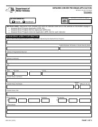 Form DPR-103 Impaired Driver Program Application - New York