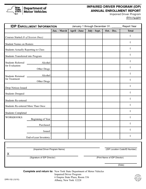 Form DPR-152  Printable Pdf