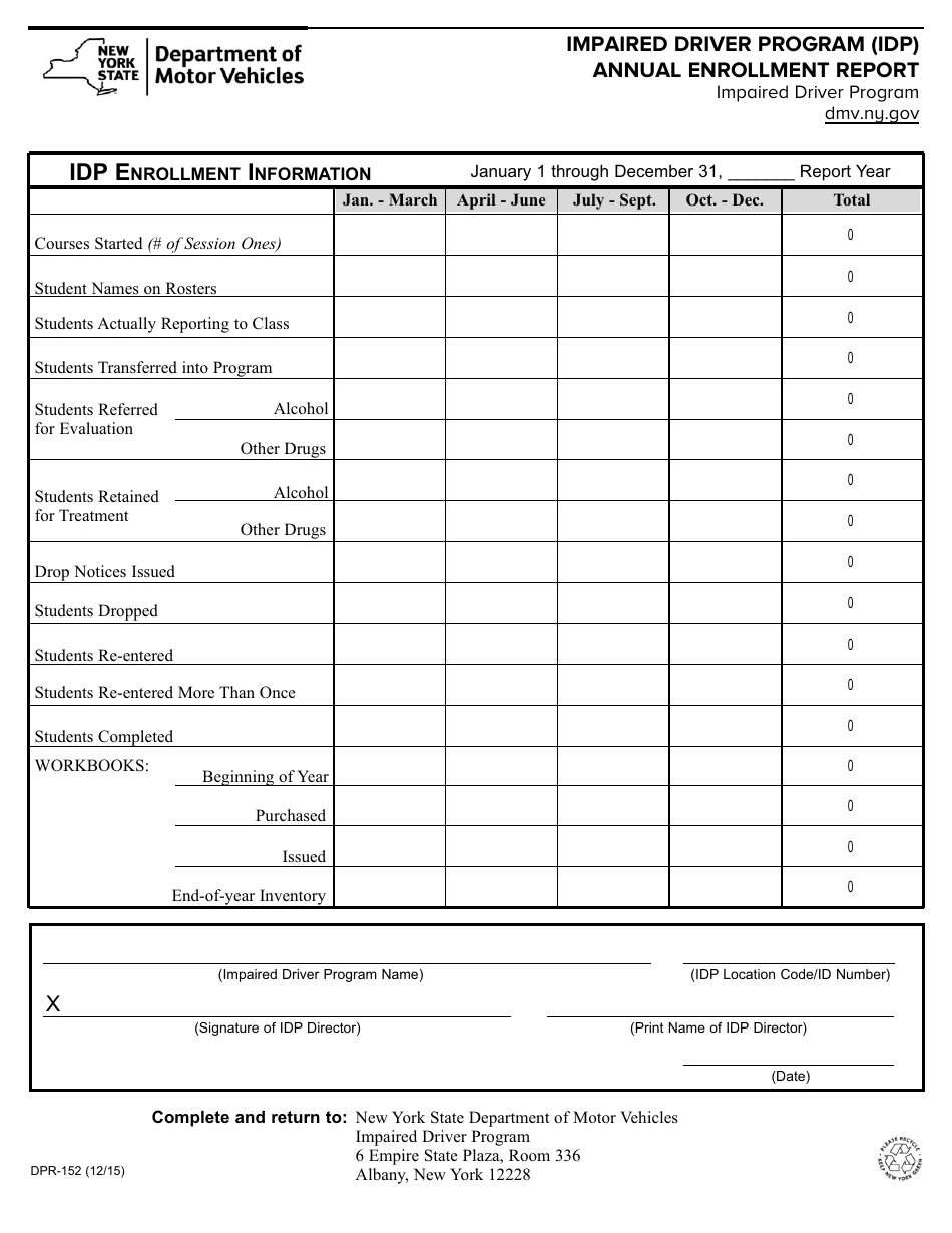 Form DPR-152 - Fill Out, Sign Online and Download Fillable PDF, New ...