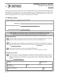 Document preview: Form DS-2 Universal Notice of Re-entry - New York