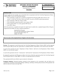 Form DPR-104 Impaired Driver Program Service Agreement - New York