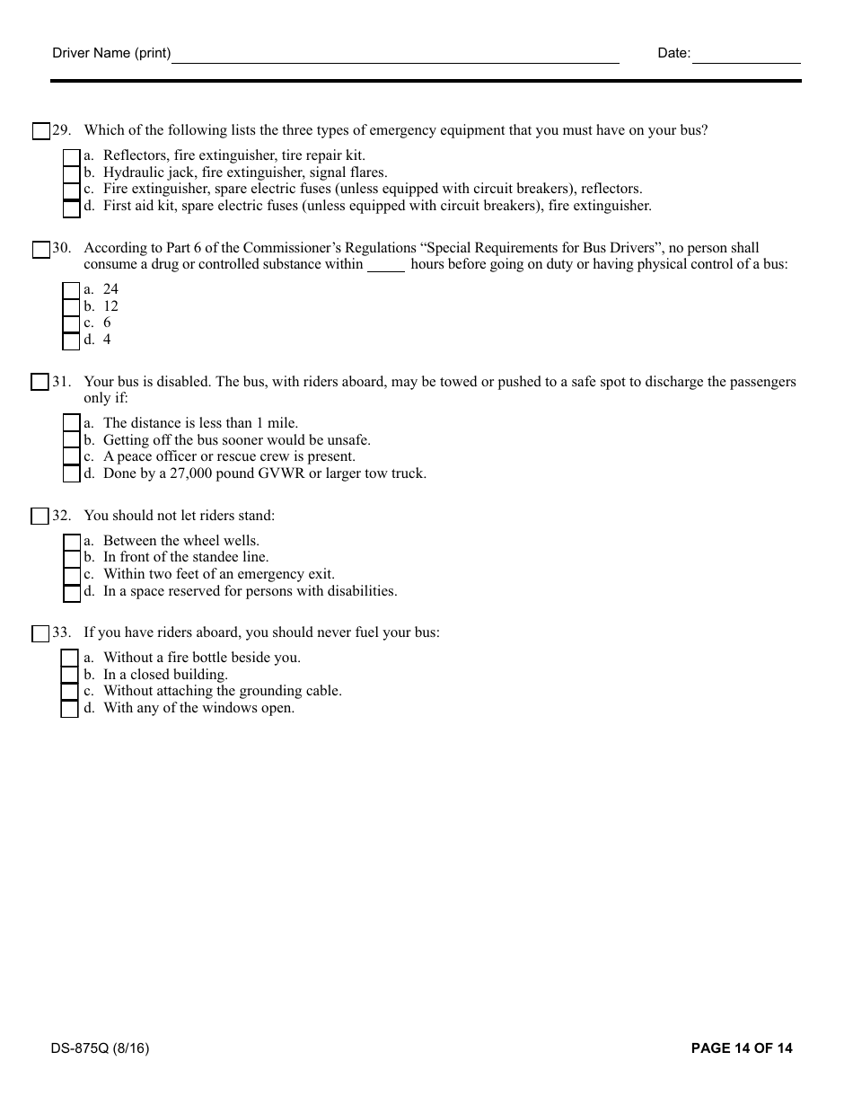 Form DS-875Q Article 19-a Biennial Oral / Written Examination - New York, Page 14
