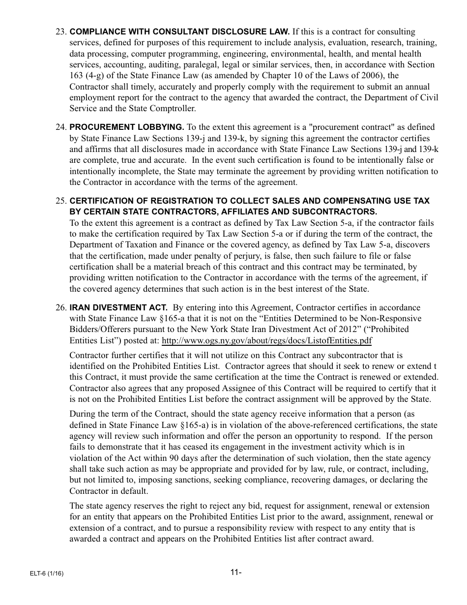 Form ELT-6 Service Provider Application for Participation in the Electronic Lien Transfer Program - New York, Page 11