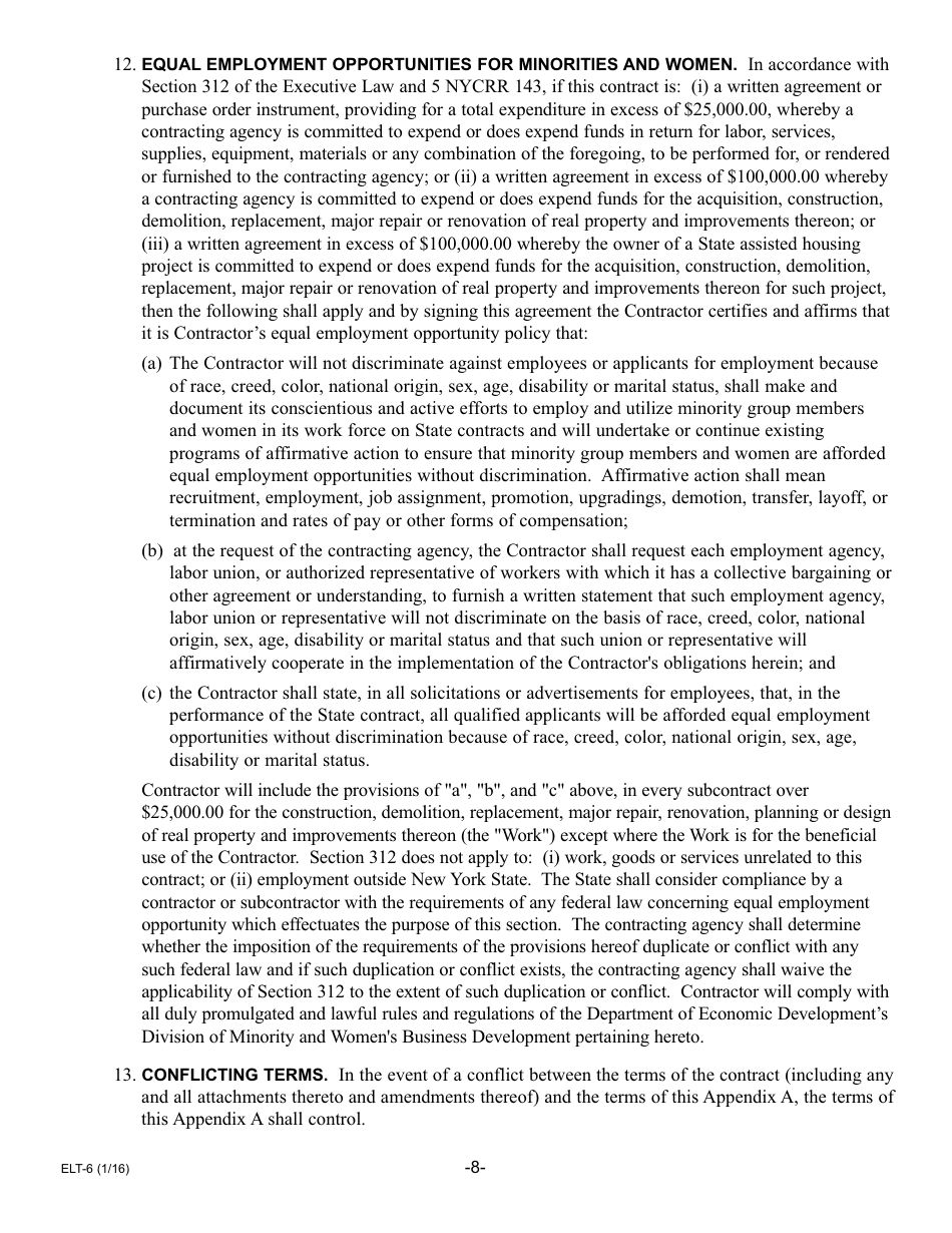 Form ELT-6 Service Provider Application for Participation in the Electronic Lien Transfer Program - New York, Page 8
