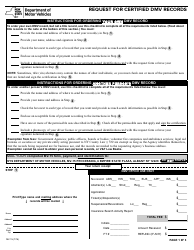 Document preview: Form MV-15 Request for Certified DMV Records - New York