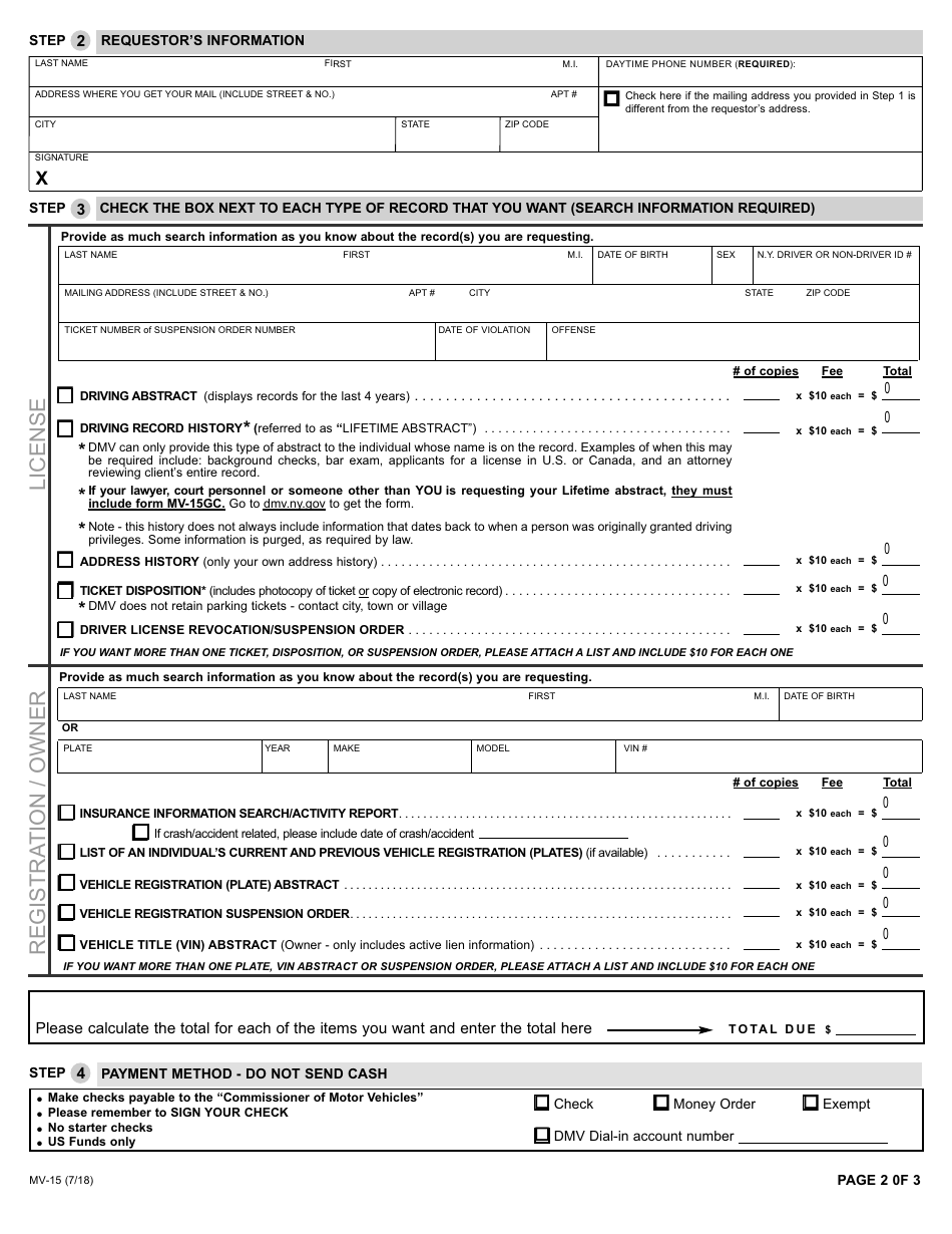 Form Mv-15 - Fill Out, Sign Online And Download Fillable Pdf, New York 