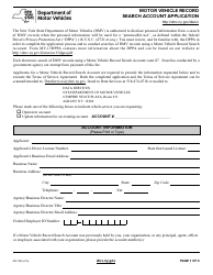 Form MV-15D Motor Vehicle Record Search Account Application - New York