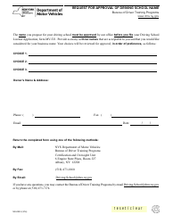 Document preview: Form MV-299.3 Request for Approval of Driving School Name - New York