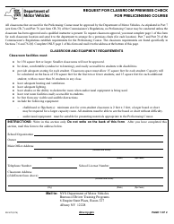 Form MV-279 Request for Classroom Premises Check for Prelicensing Course - New York
