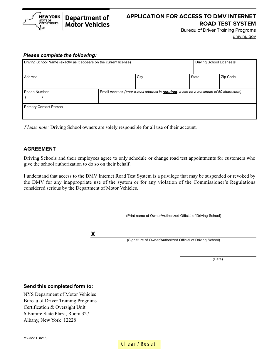 Form MV-522.1 - Fill Out, Sign Online and Download Fillable PDF, New ...