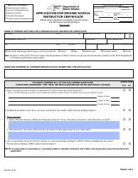 Form MV-523 Application for Driving School Instructor Certificate - New York