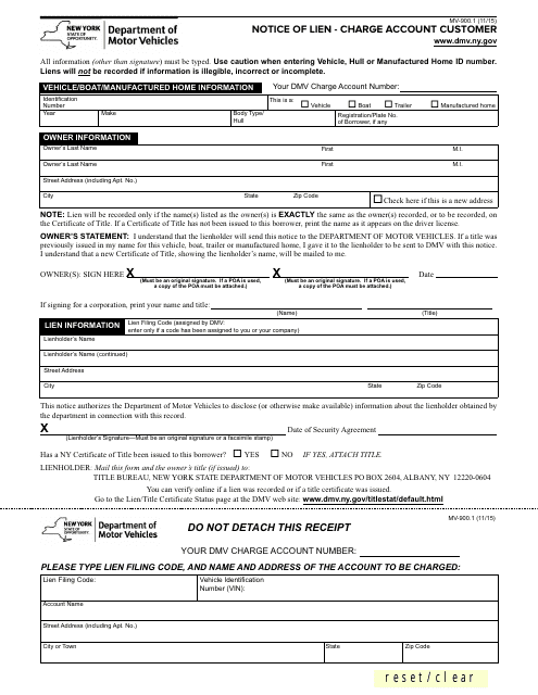 Form MV-900.1  Printable Pdf
