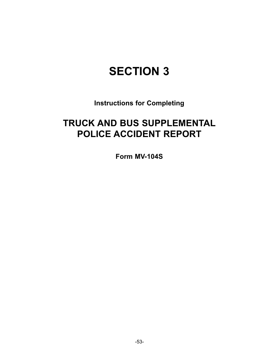 Instructions for Form MV-104S Truck and Bus Supplemental Police Accident Report - New York, Page 1