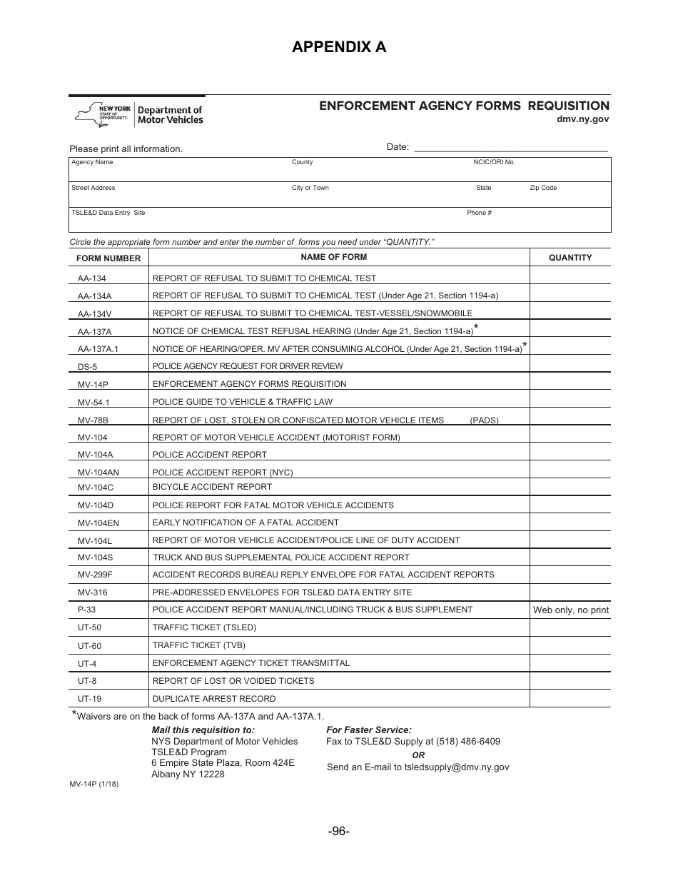 Instructions for Form MV-104L Report of Motor Vehicle Accident Police Line of Duty Accident - New York, Page 8