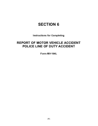 Document preview: Instructions for Form MV-104L Report of Motor Vehicle Accident Police Line of Duty Accident - New York