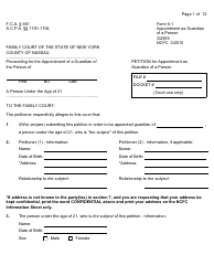 Document preview: Form 6-1 Appointment as Guardian of a Person - Nassau County, New York