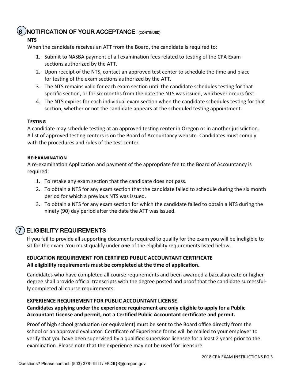 CPA Exam Application Form - Oregon, Page 3