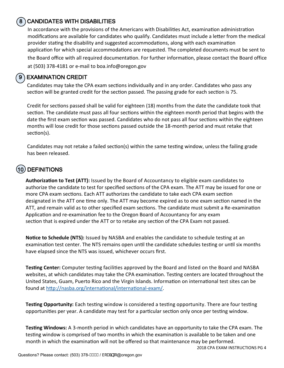 CPA Exam Application Form - Oregon, Page 4