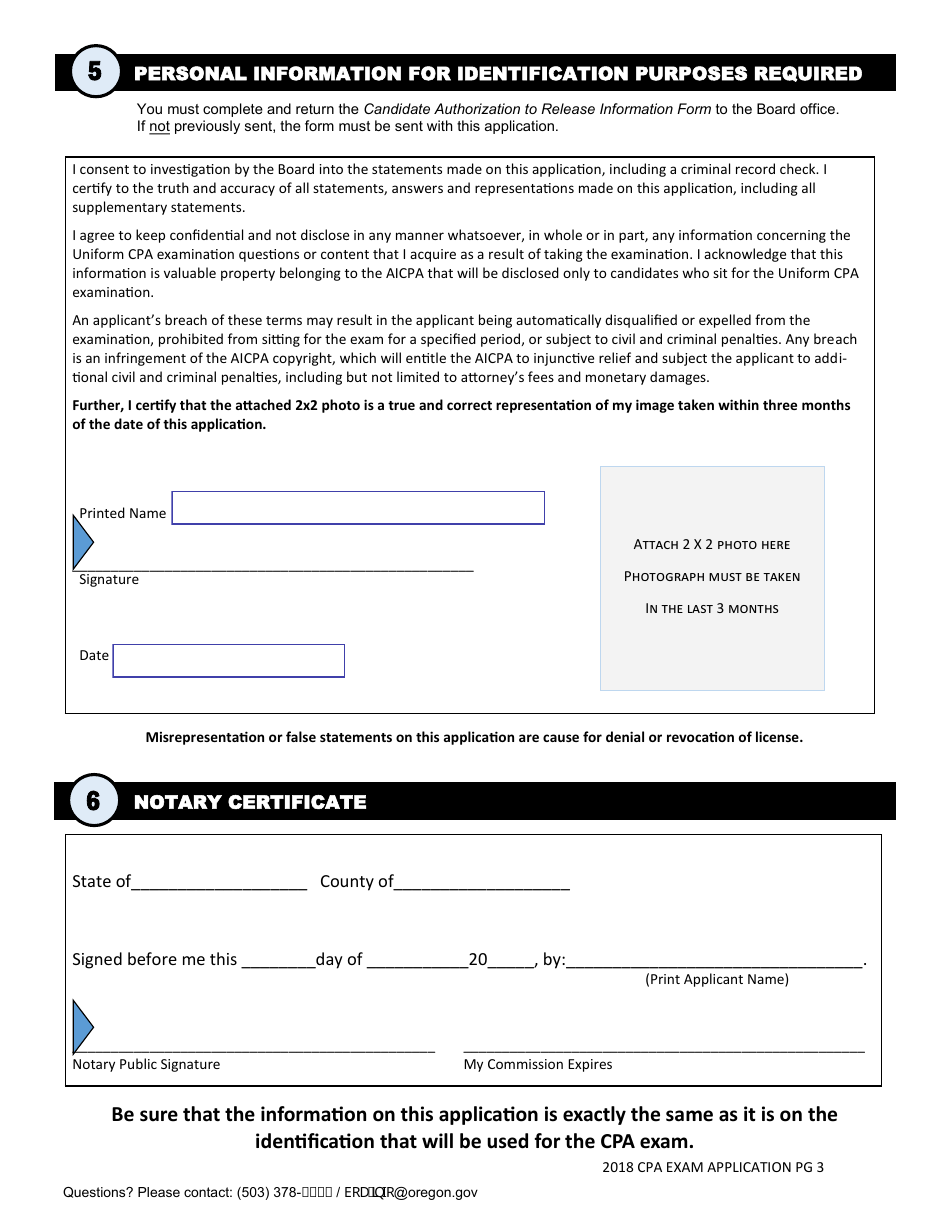 CPA Exam Application Form - Oregon, Page 7