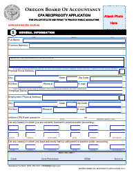 CPA Reciprocity Application Form - Oregon, Page 2