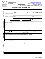 Form DAS-RM &quot;Oregon Standard Tort Claim Form&quot; - Oregon