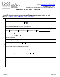 Form DAS-RM Oregon Standard Tort Claim Form - Oregon, Page 2
