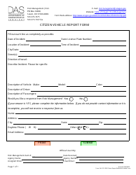Document preview: Form EGS-RM Citizen Vehicle Report Form - Oregon