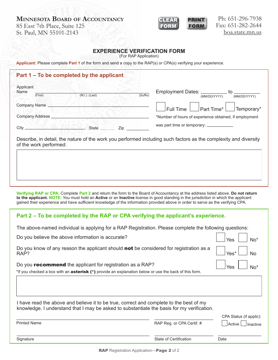 Application for Minnesota Registered Accounting Practitioner (Rap) Registration - Minnesota, Page 3