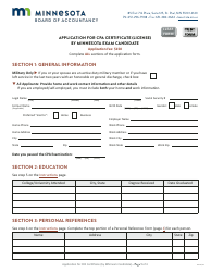 Application for CPA Certificate (License) by Minnesota Exam Candidate - Minnesota, Page 2