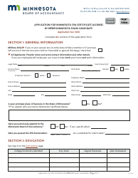 Application for Minnesota CPA Certificate (License) by Non-minnesota Exam Candidate - Minnesota, Page 2