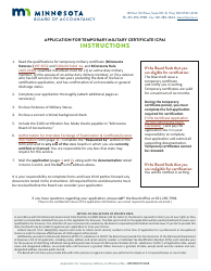 Application for Temporary Military Certificate (CPA) - Minnesota