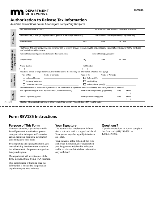Form REV185  Printable Pdf