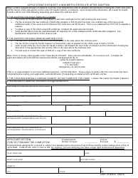 Form ADPH-HS88 Application to Request a New Birth Certificate After Adoption - Alabama