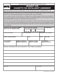 Document preview: Request for Cigarette Tax Installment Agreement - New York City
