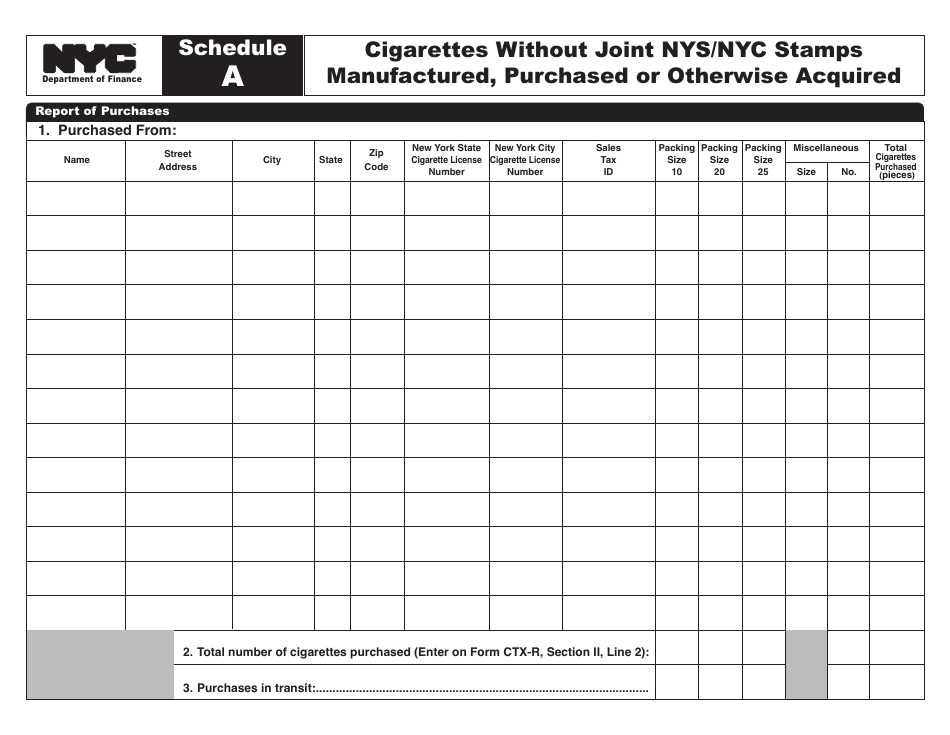 Form CTX-R Cigarette Tax Activity Report - New York City, Page 5
