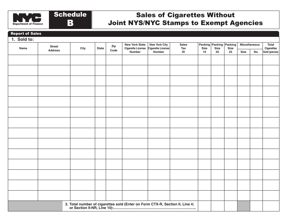 Form CTX-R Cigarette Tax Activity Report - New York City, Page 6