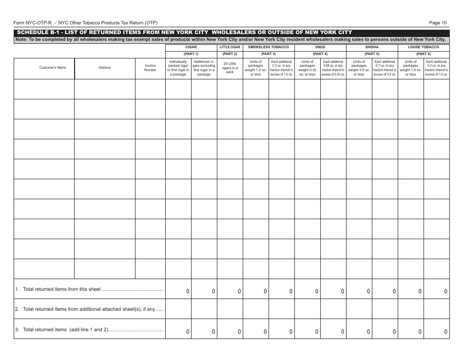 Form OTP-R Nyc Other Tobacco Products Tax Return (Otp) - New York City, Page 10