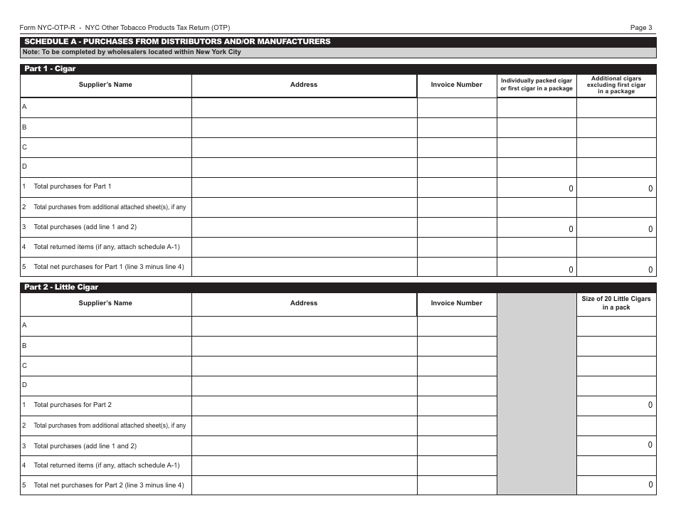 Form OTP-R Nyc Other Tobacco Products Tax Return (Otp) - New York City, Page 3