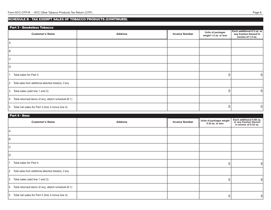 Form OTP-R Nyc Other Tobacco Products Tax Return (Otp) - New York City, Page 8