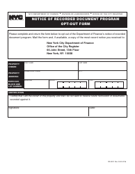 Document preview: Form CR-0522 Notice of Recorded Document Program Opt-Out Form - New York City