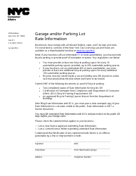 Garage and/or Parking Lot Amended Rate Information - New York City