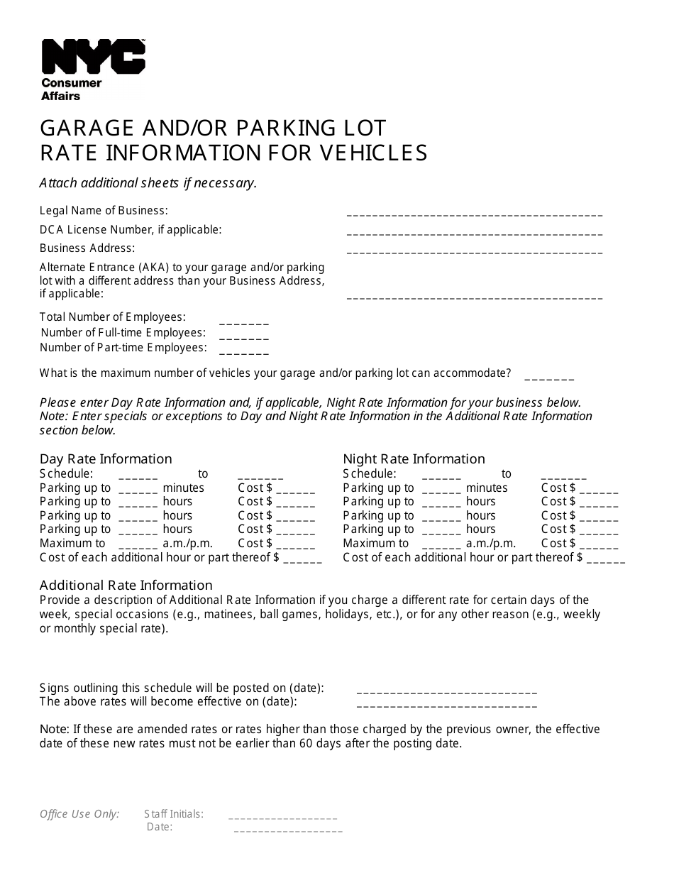 Garage and / or Parking Lot Amended Rate Information - New York City, Page 2