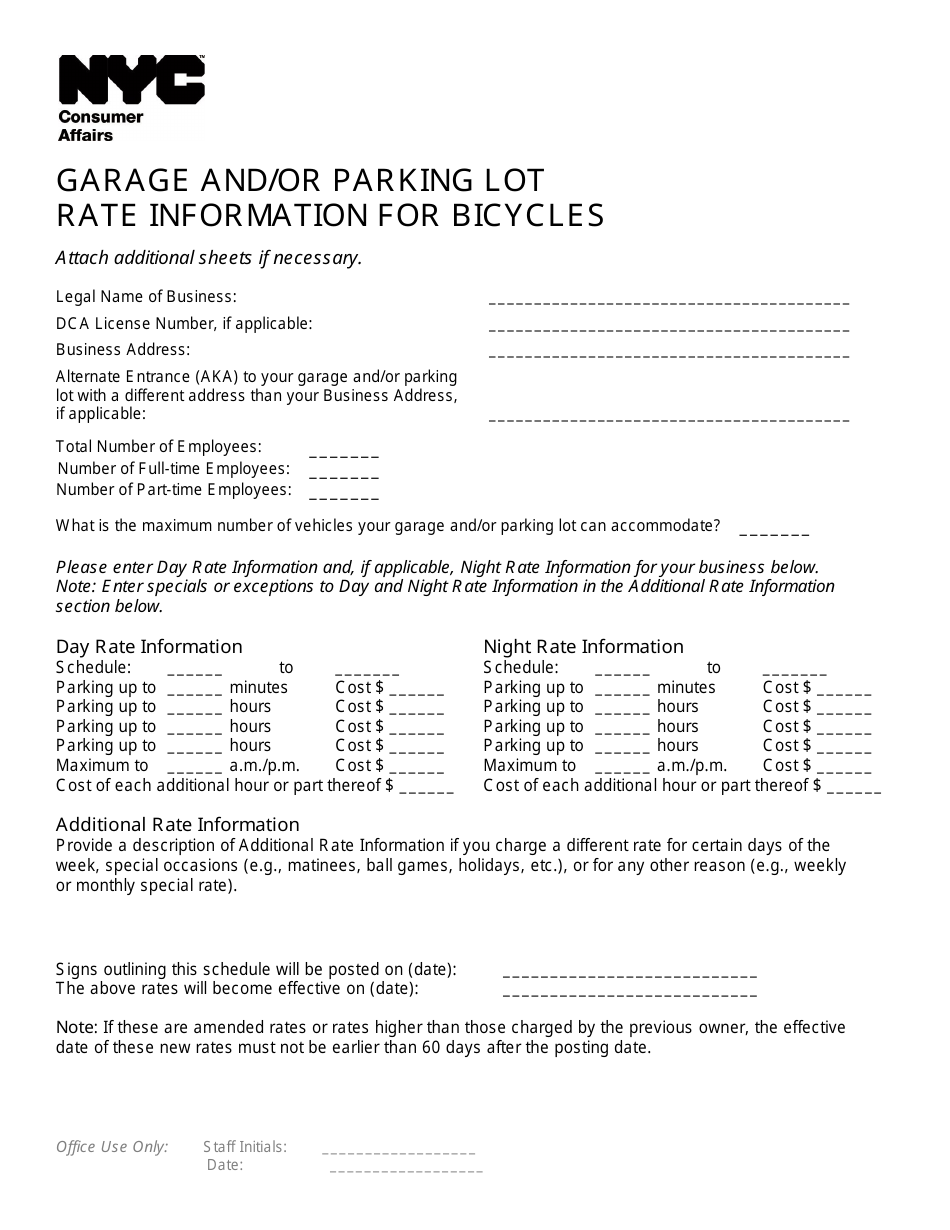 Garage and / or Parking Lot Amended Rate Information - New York City, Page 3