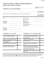 Document preview: Revelaciones Sobre Financiamiento " Venta De Carro Usado - New York City (Spanish)