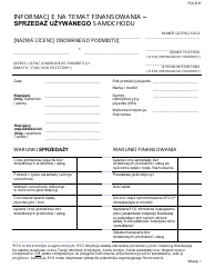 Document preview: Financing Disclosure - Sale of Used Car - New York City (Polish)