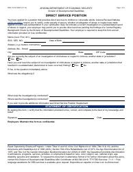 Document preview: Form DDD-1727A FORFF Direct Service Position - Arizona