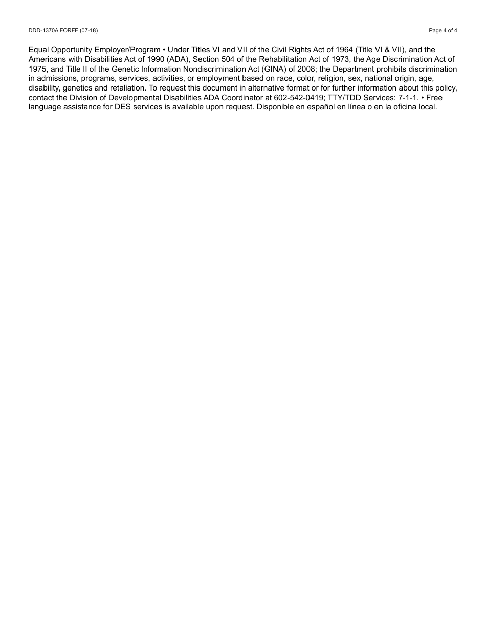 Form DDD-1370A FORFF Child Information Guide - Arizona, Page 4