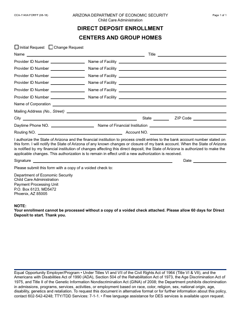 Form CCA-1140A FORFF  Printable Pdf