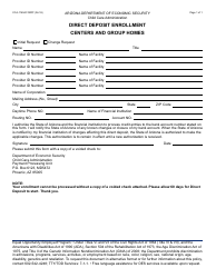Form CCA-1140A FORFF &quot;Direct Deposit Enrollment - Centers and Group Homes&quot; - Arizona