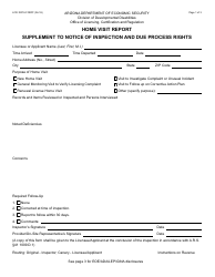 Form LCR-1007A FORFF Home Visit Report Supplement to Notice of Inspection and Due Process Rights - Arizona